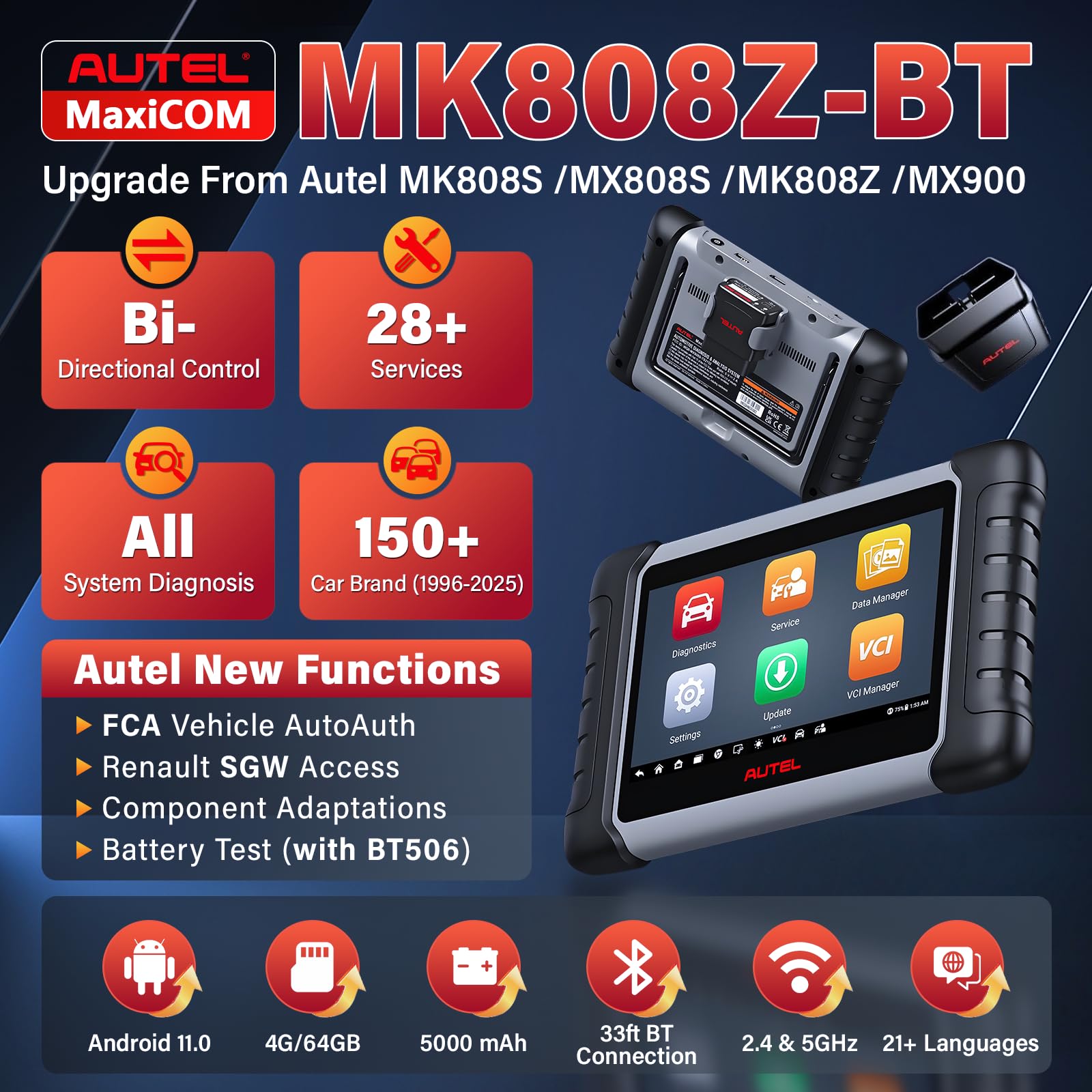 Autel MaxiCOM MK808 OBD2 Scan Tool Bi-Directional Control Scanner